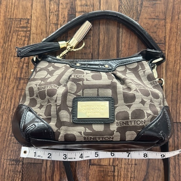 United Colors Of Benetton mini bag crossbody tan brown with gold hardware VTG - Picture 13 of 16